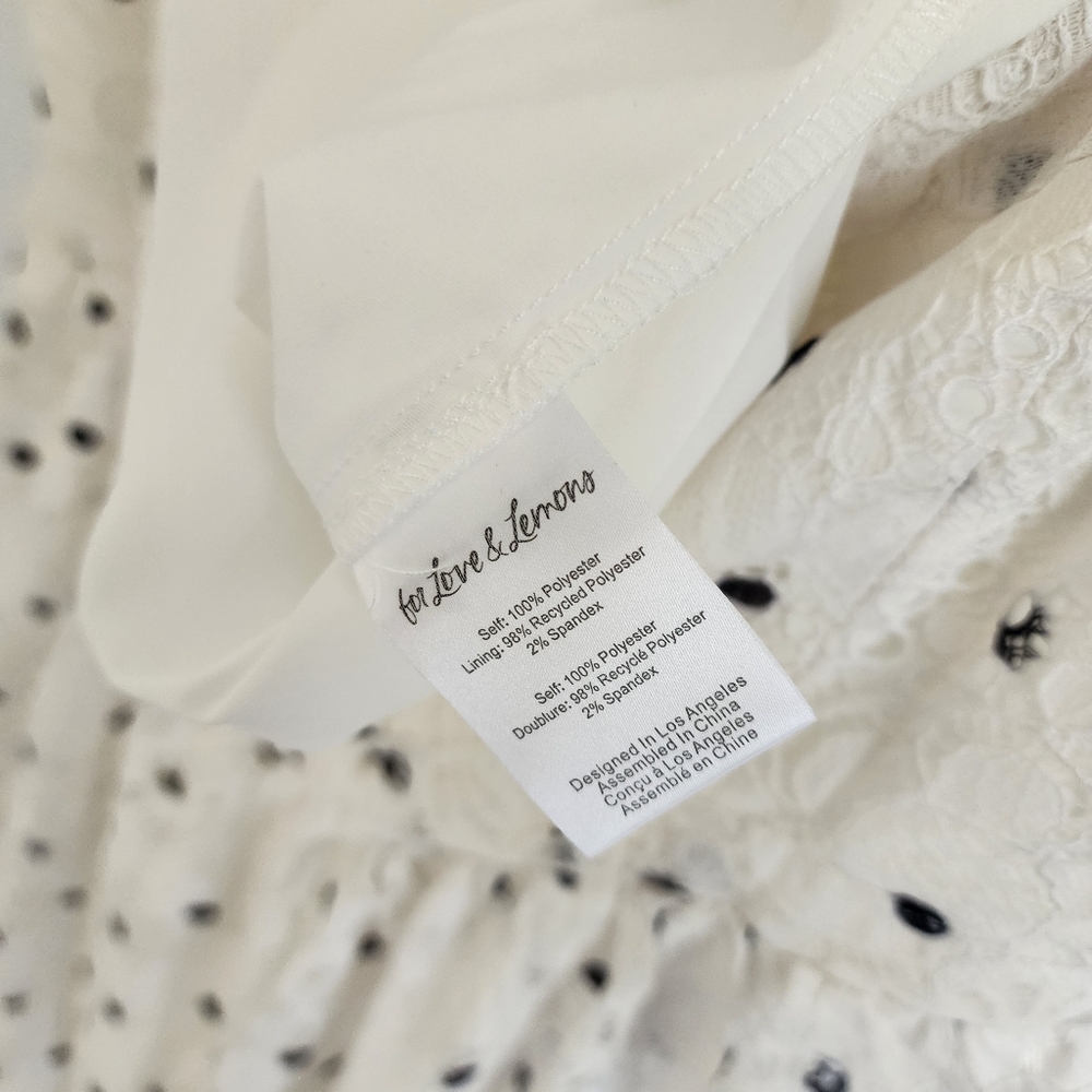 For Love And Lemons Romantic Donna mini dress Ivory Lace Polka Dot Size L NWT - Picture 9 of 10